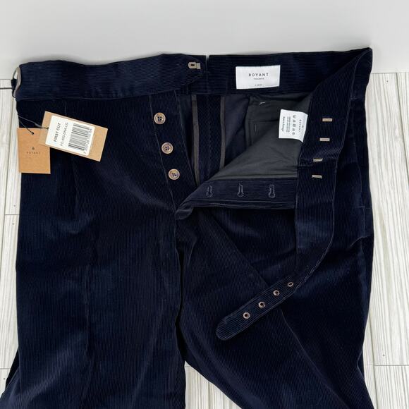 Boyant trousers men's L First Cut straight buckle pleated cuffed corduroy pants - Picture 8 of 11